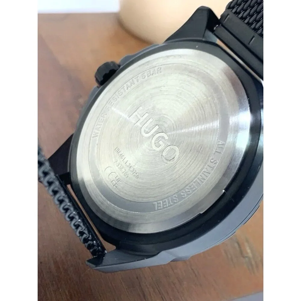 Hugo Boss Men's Watch 1530289 Quartz Black Dial Mesh Stainless Steel 44mm